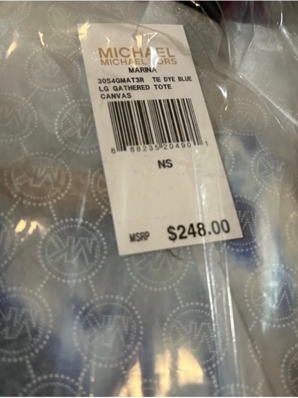 Michael Kors Navy Blue Tie-Dye Drawstring Shoulder Bag - Picture 3 of 6